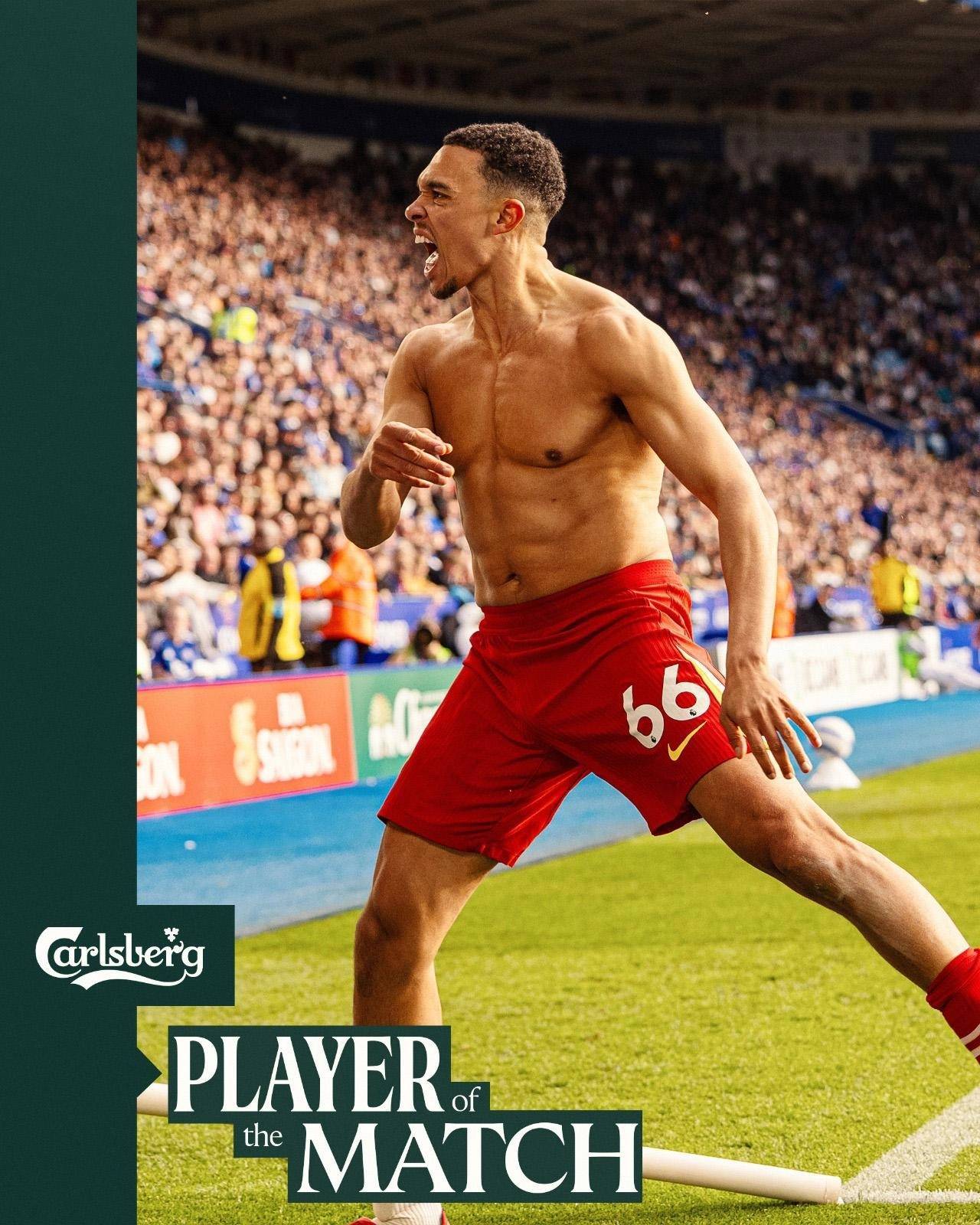 利物浦官方：阿诺德被评为1-0莱斯特城全场最佳，本赛季首次当选